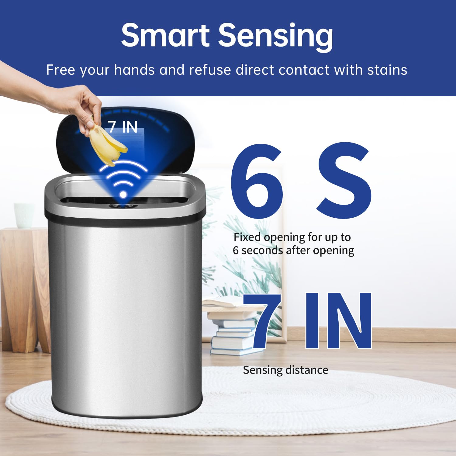 Amazon.com: BestOffice | 13 Gallon Trash Can with Lid | Automatic